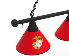 Traditional Red and Yellow US Marine Corps Billiard Lamp | Marines 3 Shade Pool Table Light
