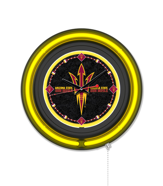 Arizona State University (Pitchfork) Black Case Neon Clock