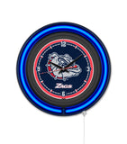 Gonzaga Black Case Neon Clock