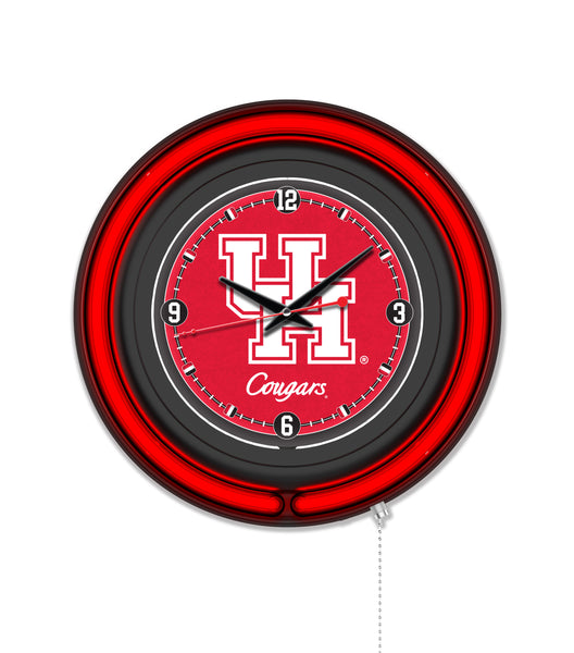 University of Houston Black Case Neon Clock