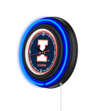 University of Illinois Black Case Neon Clock