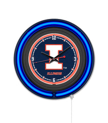University of Illinois Black Case Neon Clock