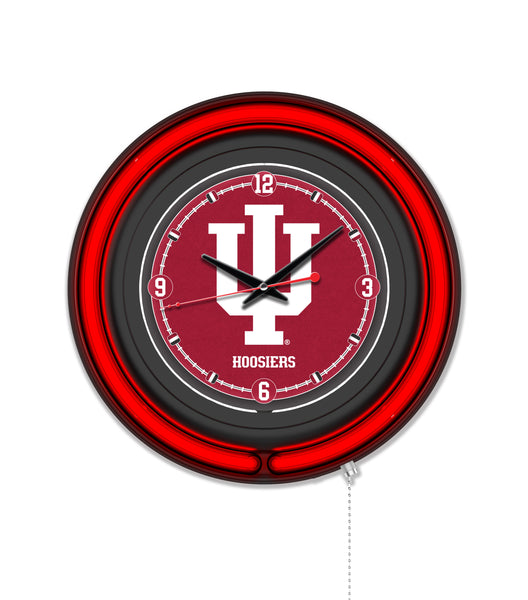 Indiana University Black Case Neon Clock