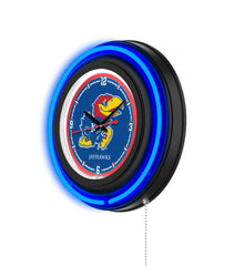 University of Kansas Black Case Neon Clock