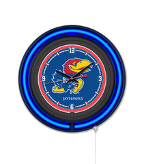 University of Kansas Black Case Neon Clock