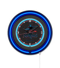 Miami Marlins Black Case Neon Clock