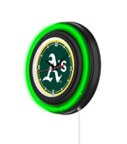 Oakland Athletics Black Case Neon Clock