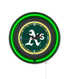 Oakland Athletics Black Case Neon Clock