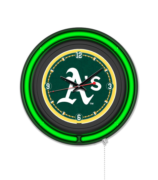 Oakland Athletics Black Case Neon Clock