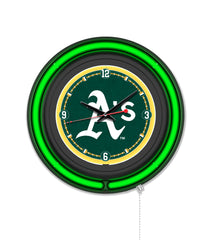 Oakland Athletics Black Case Neon Clock
