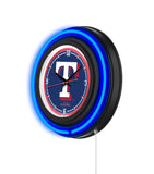 Texas Rangers Black Case Neon Clock