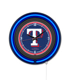 Texas Rangers Black Case Neon Clock