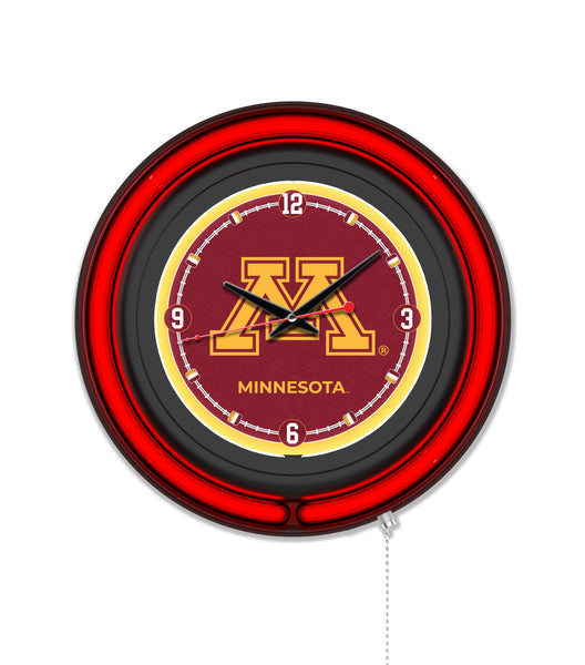 University of Minnesota Black Case Neon Clock