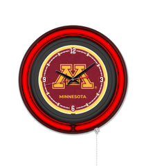 University of Minnesota Black Case Neon Clock