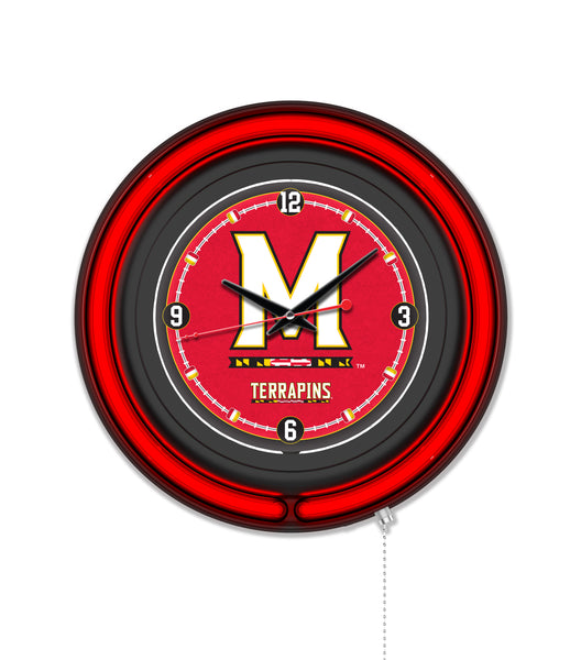 University of Maryland Black Case Neon Clock