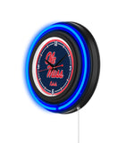 University of Mississippi Black Case Neon Clock
