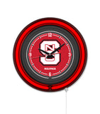 North Carolina State University Black Case Neon Clock