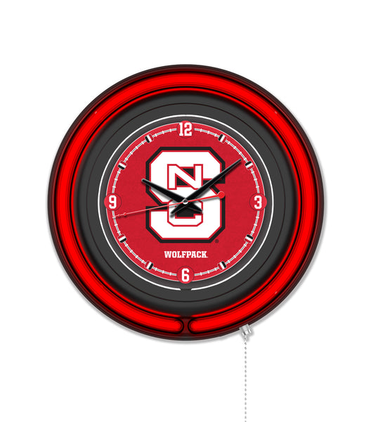 North Carolina State University Black Case Neon Clock