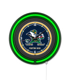 Notre Dame (Leprechaun) Black Case Neon Clock