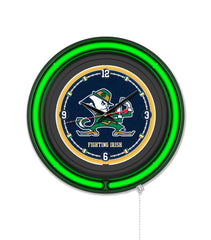 Notre Dame (Leprechaun) Black Case Neon Clock