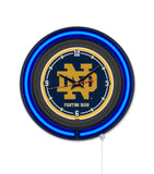 Notre Dame (ND) Black Case Neon Clock