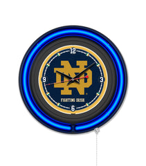 Notre Dame (ND) Black Case Neon Clock
