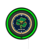 Notre Dame (Shamrock) Black Case Neon Clock