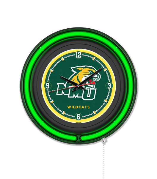 Northern Michigan University Black Case Neon Clock