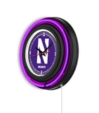 Northwestern University Black Case Neon Clock