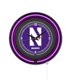Northwestern University Black Case Neon Clock