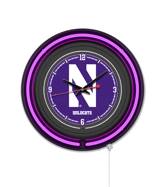 Northwestern University Black Case Neon Clock