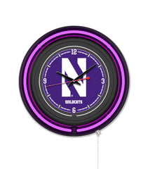Northwestern University Black Case Neon Clock