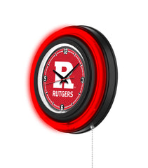 Rutgers Black Case Neon Clock