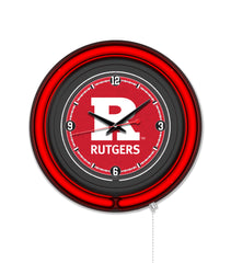 Rutgers Black Case Neon Clock