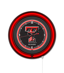 Texas Tech University Black Case Neon Clock