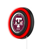 Texas A&M Black Case Neon Clock