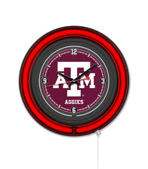 Texas A&M Black Case Neon Clock