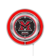 Miami University RedHawks Officially Licensed Logo 15" Neon Clock