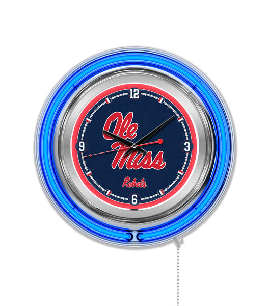 15" Ole Miss Rebels Neon Clock