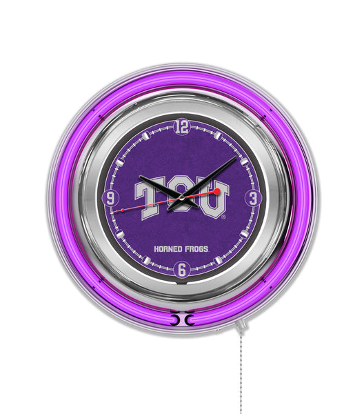 15" Texas Christian Neon Clock | TCU Horned Frogs Retro Neon Clock