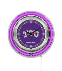Texas Christian University Horned Frogs Officially Licensed Logo 15" Neon Clock