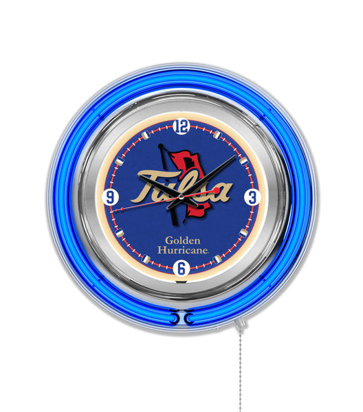 15" Tulsa Neon Clock | UT Golden Hurricanes Retro Neon Clock