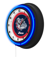 Gonzaga Black Case Neon Clock