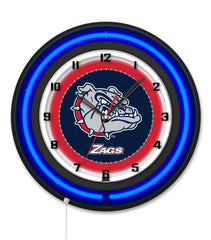 Gonzaga Black Case Neon Clock