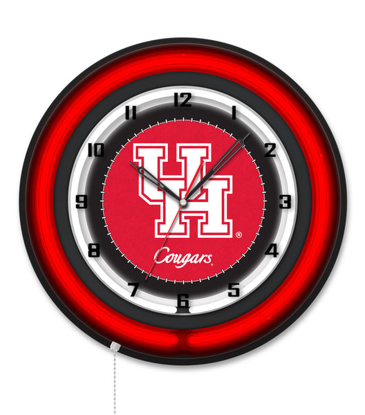 University of Houston Black Case Neon Clock