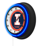 University of Illinois Black Case Neon Clock