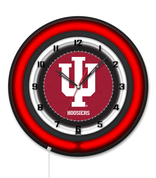 Indiana University Black Case Neon Clock