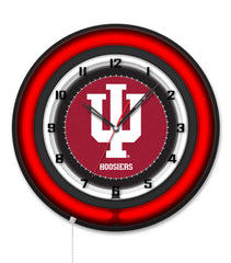 Indiana University Black Case Neon Clock