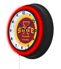 Iowa State University Black Case Neon Clock