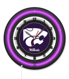 Kansas State University Black Case Neon Clock